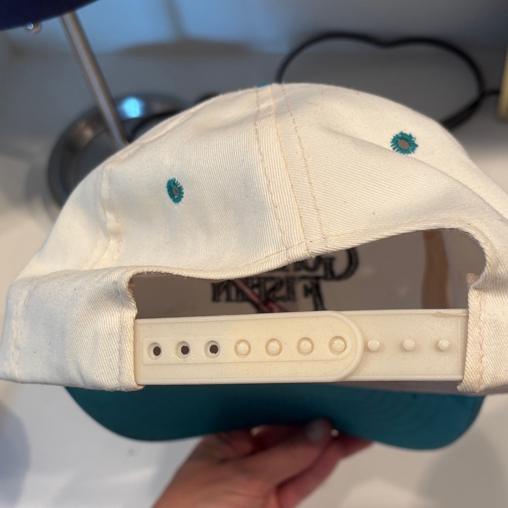 Gone Fishin' vintage White and Teal Cap - Picture 5 of 5